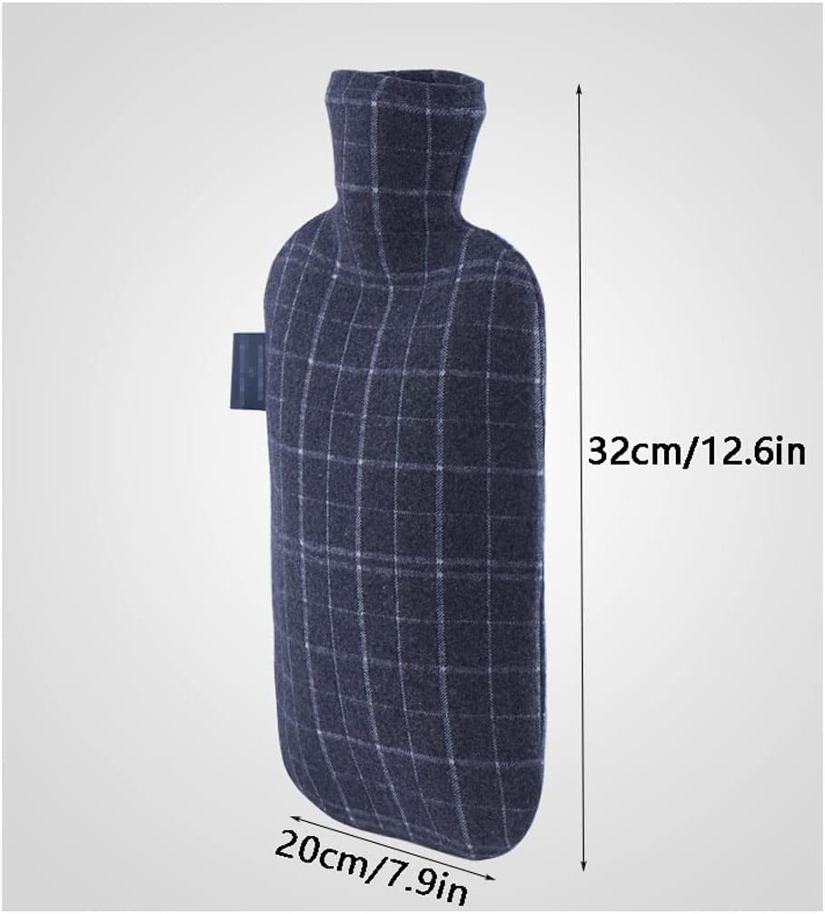 Nuevo Bolsa de agua caliente clásica de estilo escocés, botella de agua caliente grande de 2 litros con tapa, botellas de agua azules a prueba de fugas para aliviar el dolor Calentador de Pies
