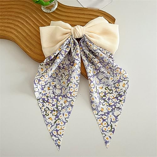 Ribbon Flower Ponytail Hair Clip Black Fresh Cloth Fabric Spring