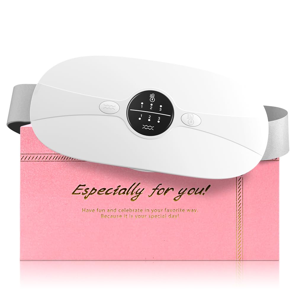 Almohadilla térmica menstrual Cinturón de Calentamiento Eléctrico USB para el Vientre 3 Niveles de Calor y 3 Modos de Masaje,Soporte de Espalda Calentado para Alivio Dolor Menstrual