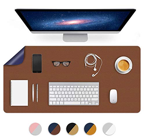 Dual-Sided Using Desk Blotter Pad Mat Table Mats PU Leather Tabletop Protector on