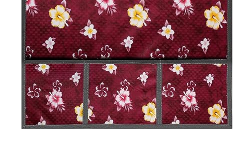 Image of The Furnishing Tree Fridge Top Cover Compatible for Samsung RR23C2F249U /HL, 215 LTR WxL 71x109 in CM Floral Pattern Red