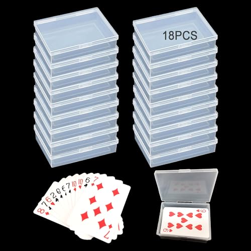 18Pcs Playing Card Deck Box, Blank Playing Card Cases, Clear Plastic Empty Playing Game Card Boxes Holder Storage Organizer,Acrylic Trading Card Case for Bank Card Business Card Game Card Snap Closed