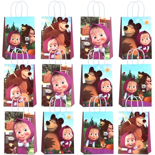 12 sacos para festas, sacos de caramelo Masha, presente de aniversário para crianças, sacos de doces, festas de masha, para aniversários, festas, festas