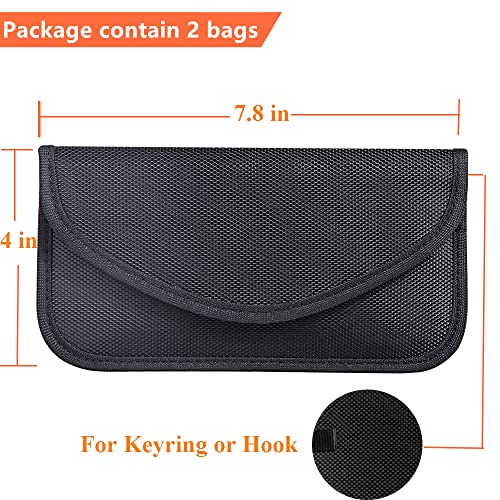 Image of Faraday Key Fob Protector (2 Pack), Premium Faraday Bag /Pouch, Car Key Signal Blocker, Signal Blocking Bag for Cell Phone Privacy P (Black)