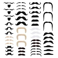 KarneLux Schnurrbart zum Ankleben 48er Pack - Selbstklebende Schnauzer, Oberlippenbärte und mehr - Klebebart für Karneval und Motto Party