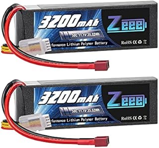 Zeee 11.1V 3200mAh 3S Lipo Battery 50C Soft Case Battery with Deans T Connector for RC Airplane RC Helicopter RC Car RC Truck RC Boat UAV Drone FPV(2 Pack)