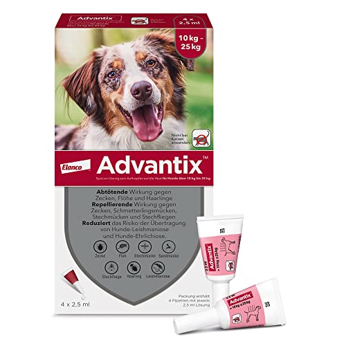 Advantix Spot-on für Hunde 10-25 kg gegen Zecken Flöhe Mücken 4 Pipetten