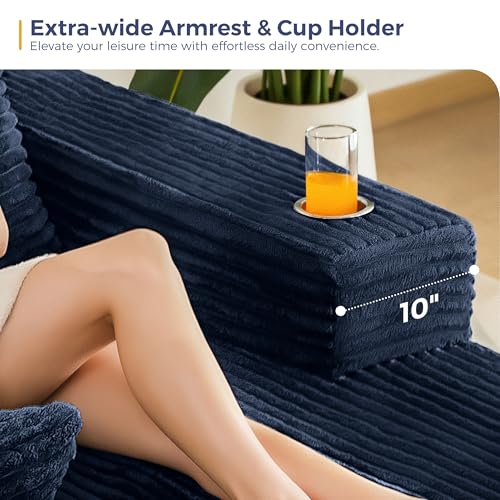Image of MAXYOYO Modular Sectional Couch with L-Shape Chaise and Loveseat, Modern Boneless Couch for Living Room, Oversized Sofa with Deep Seat, No Assembly Required, Navy