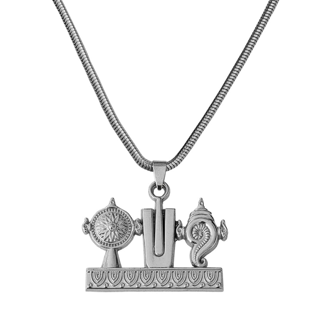M Men Style Religious Lord Tirupati Balaji Shanku Chakra Namam Snake Chain Bronze Zinc And Metal Pendant Necklace For Men ... - Review, Price and Buying Guide