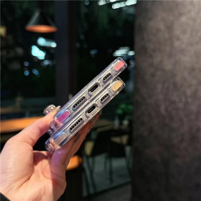 Image of VONZEE Compatible for iPhone 16 6.1'' Back Case Glitter Ring Cute Shiny Colorful Bling Case (Compatible with Magsafe) Transparent PC+TPU Glossy Shiny Cover for Girls Women,Pink