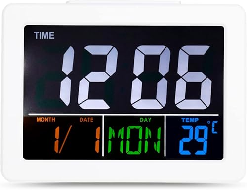 Reloj despertador digital LCD, pantalla a color grande, reloj electrónico, pantalla de temperatura, reloj despertador para estudiantes, reloj