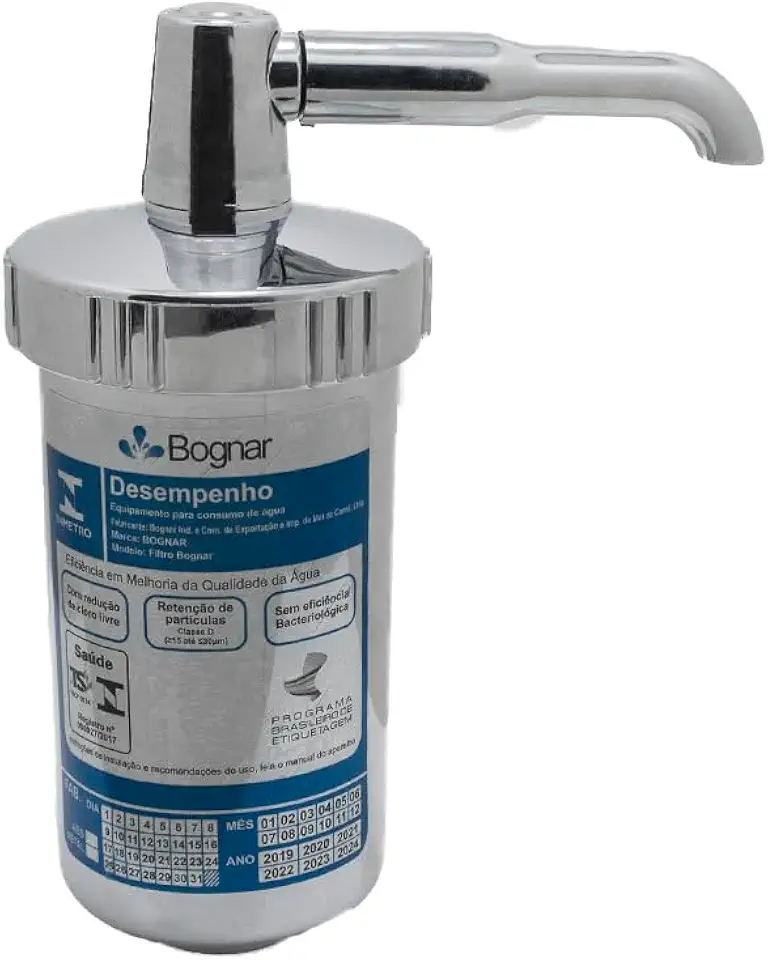 Filtro Copo Torneira ABS Cromado com Refil Vela Carvão Ativado Universal