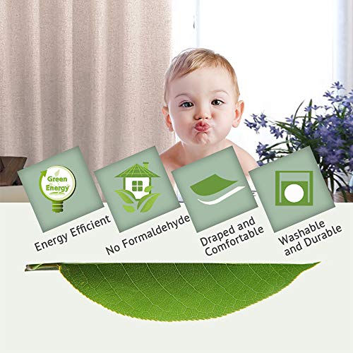 H.versailtex 100% Blackout Curtains For Bedroom Thermal Insulated Linen Textured Curtains Heat And Full Light Blocking Drapes Living Room Curtains 2 Panel Sets, 52X84 - Inch, Natural #TOP6