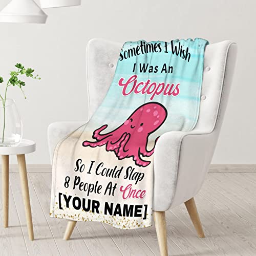 Mercuryelf Custom Octopus Throw Blanket - Soft, Fuzzy & Warm - 30x40 Inches Small Blankets for Lap, Crib - Cute Throws Gift for Baby
