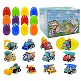Ostereier-Spielzeug – 15 x 15 x 11 cm große, zurückziehbare Baufahrzeuge, pädagogische Spiel-Eier, interaktiver Lernspaß für Kleinkinder, Korbfüller, Spielzeugkollektion für Frühlings- und Feiertage f