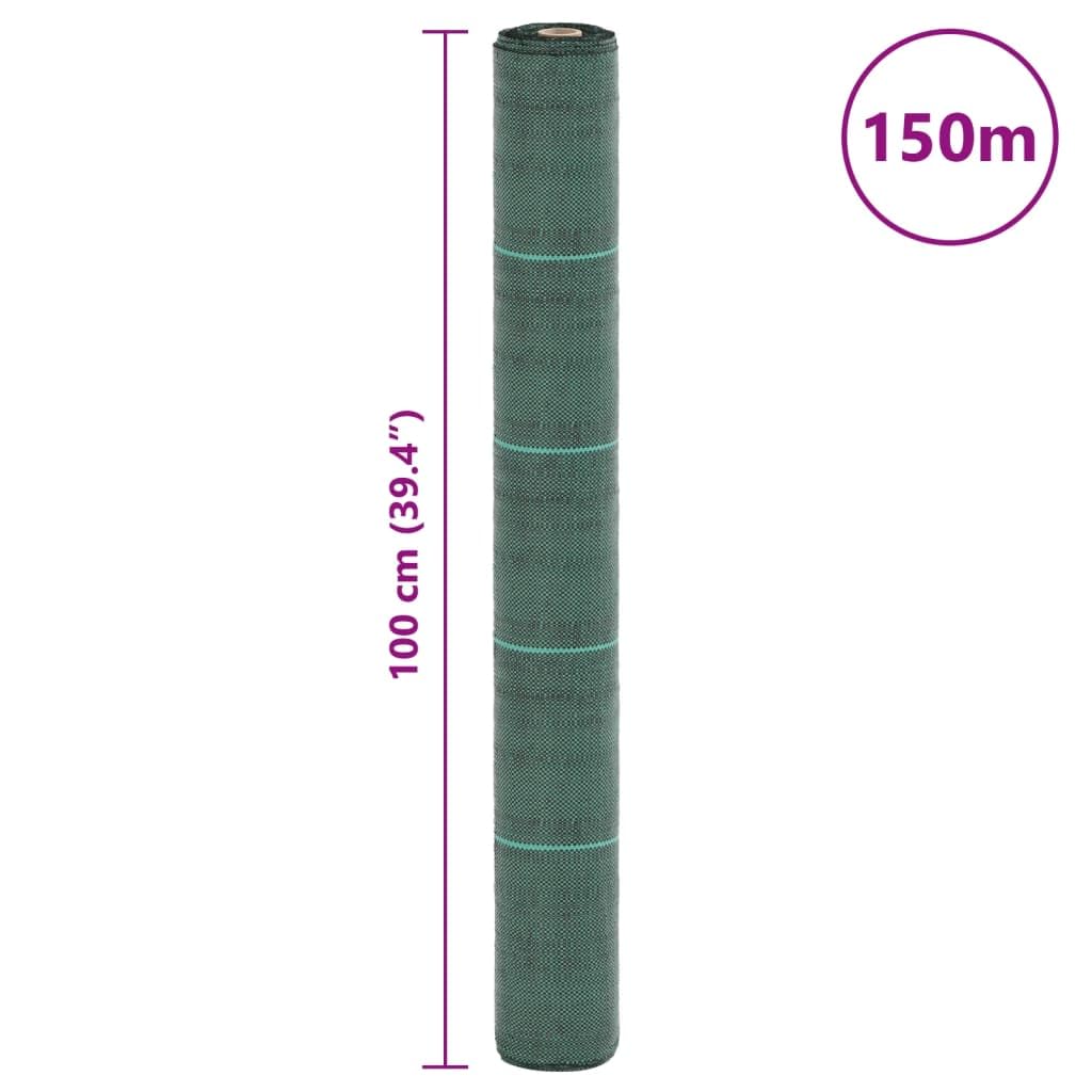 Membrana antimalezas, color verde, 1 x 150 m, PP, rodillo de geotextil, tela de acolchado antimalas, para paisajismo, cubierta del suelo