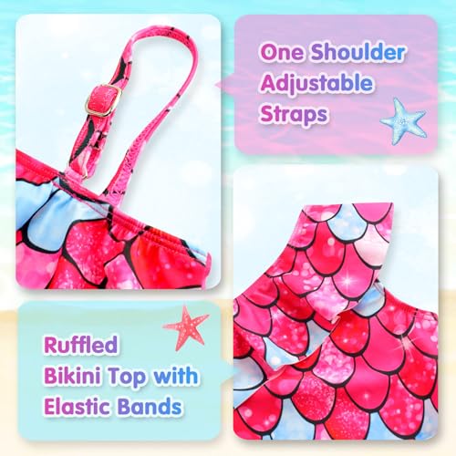 Girls Tankini Swimsuit Two Piece Bathing Suit Colorful Toddler Kids Ruffle Swimwear Adjustable Strap Summer Beach3