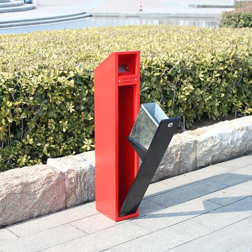 Commercial Outdoor Ash Tray, Red Cigarette Butt Disposal Receptacle for Restaurants, Bars & Convenience Stores, Durable Trash Bin for Smokers, Weather-Resistant Design