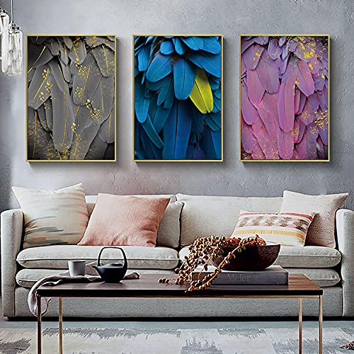 Toile moderne plumes multicolores pour la décoration murale du salon et porche