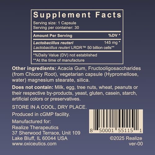 Image of MyReuteri 50 Billion CFU Probiotic - Intensive-Strength L. reuteri LRDR + FOS Prebiotic - by Dr. William Davis - Makes Yogurt-Like Superfood - 30 Veg Capsules