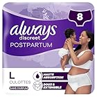 Always Discreet Postpartum Culottes Jetables, Taille L, Très Absorbante et Confortable, 8 Culottes