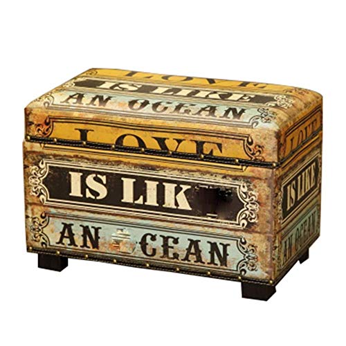 QQXX Pouf de Rangement Pouf Coffre à Jouets Coffre en PU Tabouret de canapé Cadre en Bois Massif Tabouret de Rangement Vintage, 5 Couleurs (Couleur: #B, Taille: 55X34X40cm)