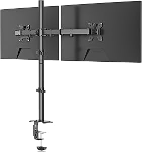 Suptek Dual LED LCD Monitor Stand up Desk Mount Extra Tall 31.5" Pole Heavy Duty Fully Adjustable Stand for 2 / Two Screens up to 27 inch (MD6842)