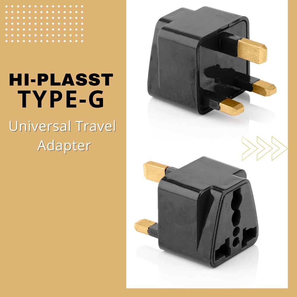Hi-Plasst Black UK Adapter (Type-G Plug) - 1pc Pack - UK Travel Converter for Dubai, Singapore, Hong Kong, Malaysia - Compact & Durable India to UK Plug Adapter — Amazon image 2