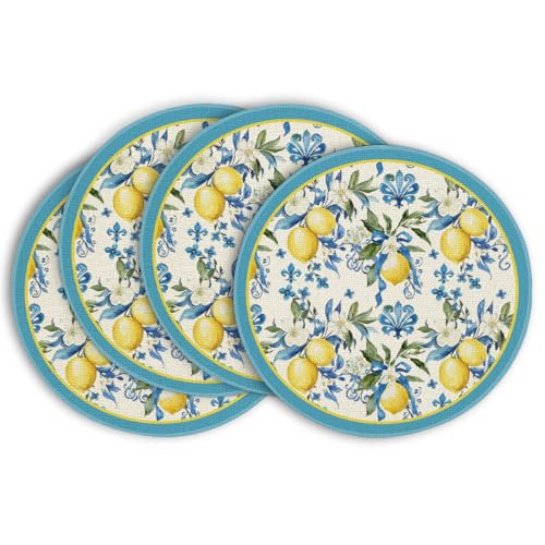 Artoid Mode Juego de 4 manteles individuales para verano, 37 cm, primavera, cocina, decoración interior, vacaciones, fiestas, color azul