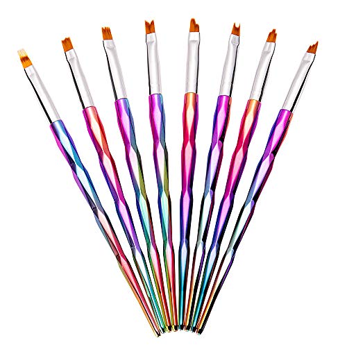 ANEWISH 8 Pcs Pennelli per Unghie, Cristallo Set