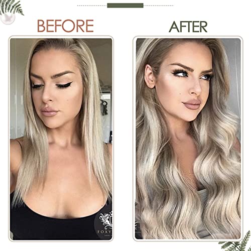 RUNATURE Weft Hair Extensions Real Human Hair Blonde Highlight Ash Brown Sew in Hair Extensions Real Human Hair Double Weft Hair 12 Inch 70 Gram #8P60 - Image 2