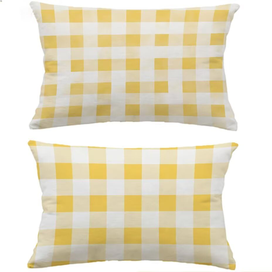 Housse de coussin de jardin résistant aux UV et à la pluie jaune 60x90