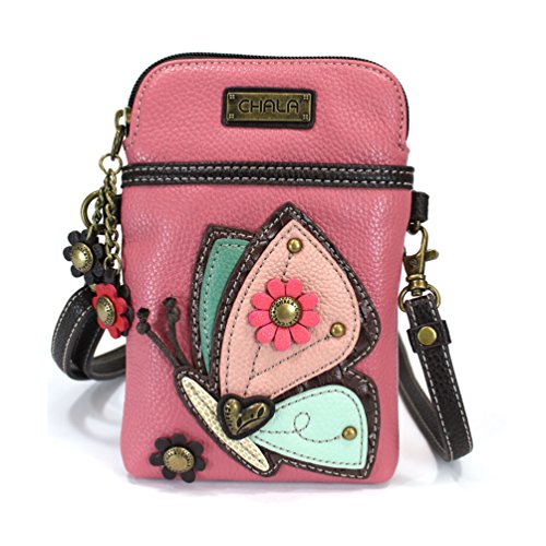 Image of CHALA Garden Animal Collection Cell Phone Crossbody Purse-Women PU Leather /Canvas Multicolor Handbag with Adjustable Strap
