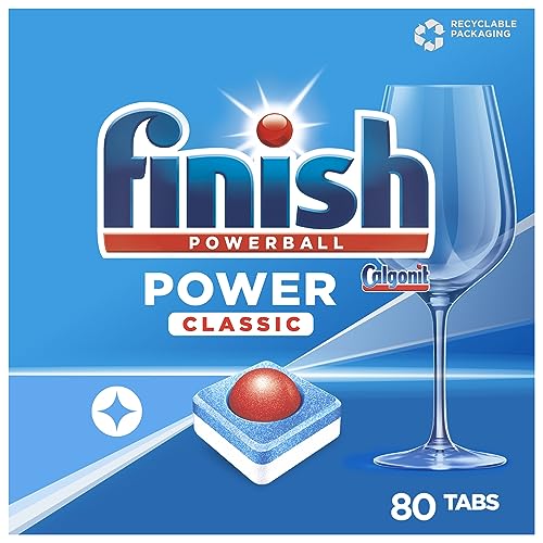Immagine prodotto: Finish Power Classic - Ripiani per lavastoviglie senza fosfato - Ripiani per la pulizia di base dei piatti - 80 ripiani (1 x 80 pezzi)