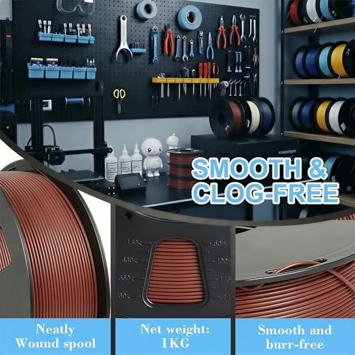 Image of LOVOON PLA 3D Printer Filament PLA Filament 1.75mm, Dimensional Accuracy + /- 0.02 mm, Neatly Wound 3D Printing Filament, Fit Most FDM Printer, 1KG Spool(2.2lbs), Brown