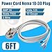 FiiMan 10 AWG 3 Prong Dryer Cord SRDT, 30 Amp 7500W Rated, NEMA 10-30P to 3-Wire Appliance Cord with Three Ring Terminals, Dryer Plug 3 Prong, Gray (6 FT)