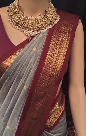 Image of South Cotton Gadwal Saree for Women | Celebrity Inspired Traditional Ethnic Wear | Chettinad & Kalyani Cotton Sarees | Soft Cotton Saree with Blouse Piece