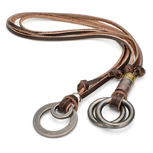 FIBO STEEL Alloy Vinatge Pendant Necklace for Men Leather Chain Adjustable3