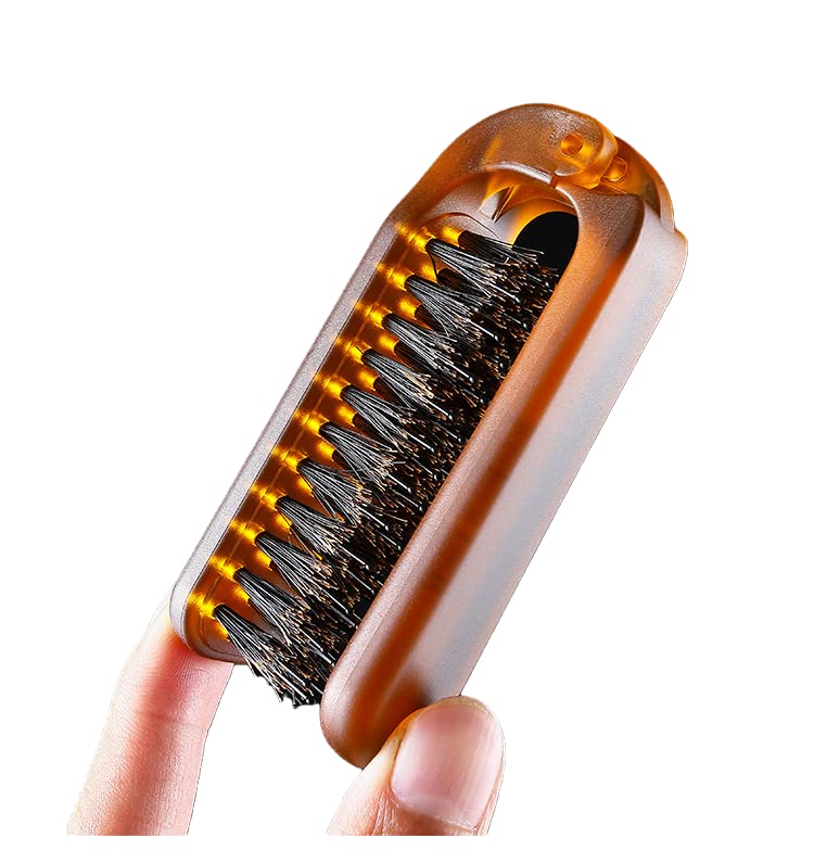 Folding Comb Boar Bristle Brush Pocket Hair Brush - Anti-Static Hairbrush with Nylon Bristle for Women Men Salon Beauty Styling Backcombing (Brown)