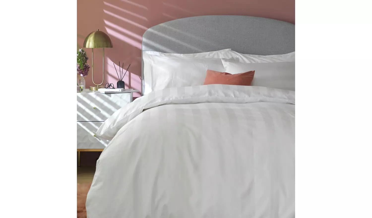 Cotton 400TC Sateen Stripe White Bedding Set A Charismatic Choice For Some Refined Relaxing And Sumptuous Snoozing - Double