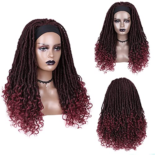 Wiger Headband Wig Short Dreadlock Wigs Synthetic Rolls Twist Wigs For Black Women And Men Hand Braided Curly Wigs (99J) #TOP1