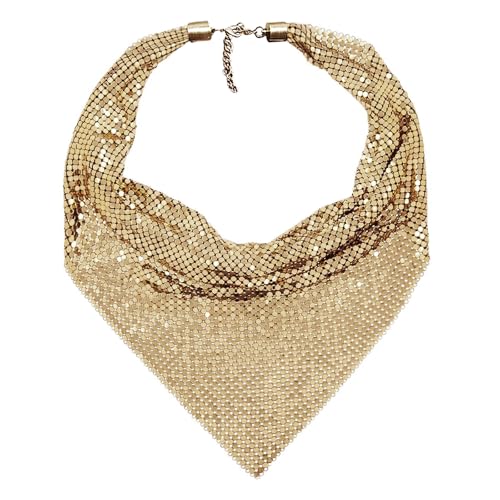 MioCloth Shiny Sequin Metal Scarf Chain for Women Carnival Party Sparkle Neck Shawl Neckerchief Nightclub Costume
