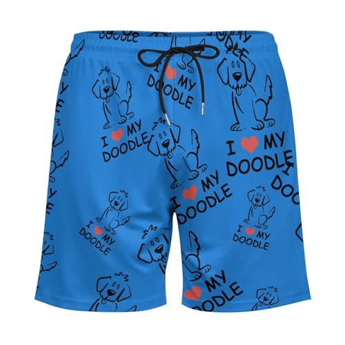 I Love My - Goldendoodle Men's Swim Trunk Quick-Dry Shorts with Mesh Lining And Pockets3