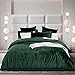 Sedefen Aksamitna pościel flanelowa, 135 x 200 cm, ciemnozielona, zimowa, ciepła kaszmirowa, w dotyku, puszysta flanela, poszewka na kołdrę i poszewka na poduszkę z zamkiem błyskawicznym