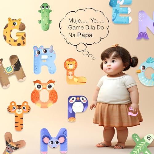 Image of Lyrovo Magnetic Alphabet Letters for Kids - 26 Capital ABCD Animal Magnets - ABCD Toys for Kids