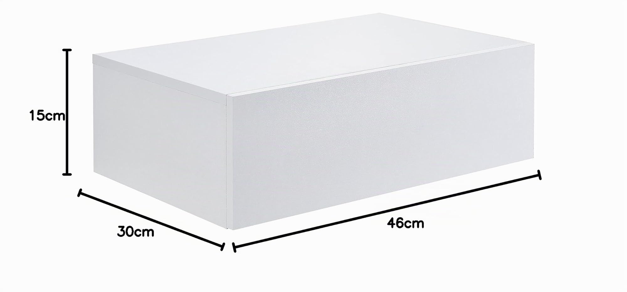 [en.casa] Mensola da Parete con Cassetto Integrato Comodino Sospeso Mobiletto Salvaspazio per Camera da Letto Ingresso Soggiorno 46x30x15 cm Design Minimalista - Bianco Lucido