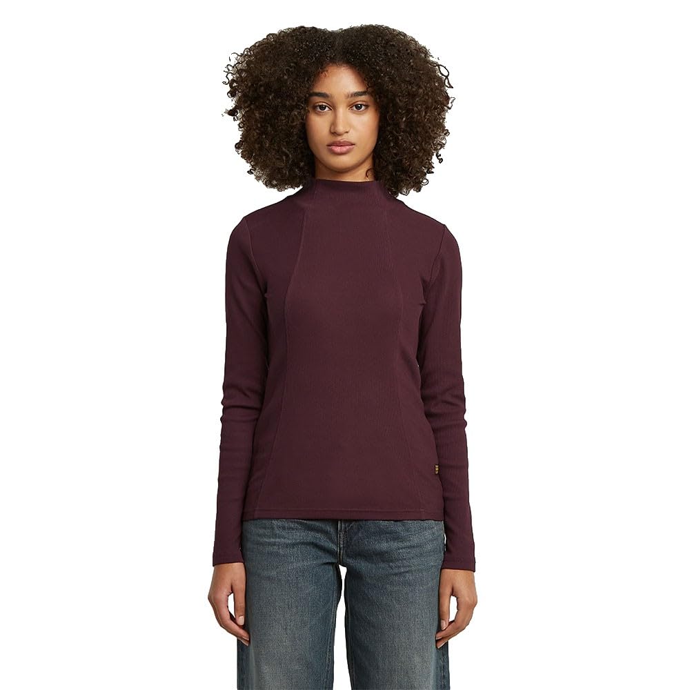G-STAR Damen A line Slim Rib Mock t ls wmn