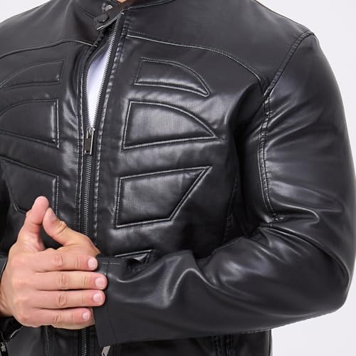 Fanarcher Mens Motorcycle Pu Leather Jackets Stand Collar Biker Windbreaker Zip-Up Slim Fit Outwear thumb #6