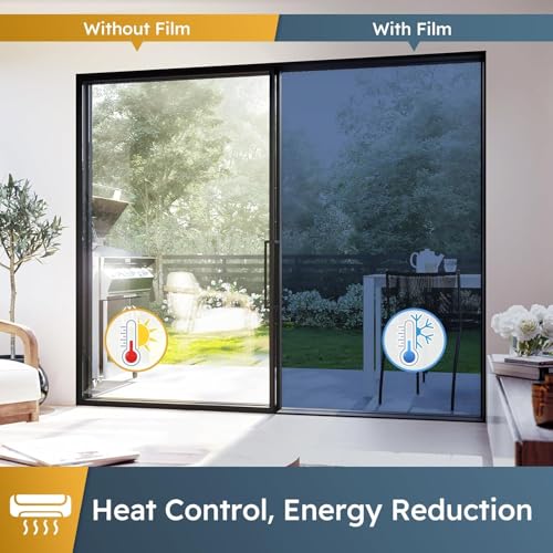 Image of WISDOM Window Privacy,One Way Mirror Daytime Anti UV Sun Blocking Heat Control Reflective Film Decorative Static Cling Home Office Living Room (20in x 7Feet, Silver Blue)