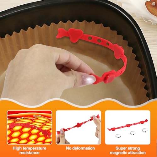 Magnesy na papier do pieczenia Airfryer, długość 16,5 cm, z silnymi magnesami, do frytkownicy powietrznej do trzymania papieru pergaminowego, akcesoria do frytkownicy na gorące powietrze, akcesoria do